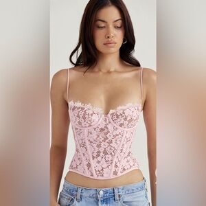 House of CB Mila Rose Lace Underwire Corset Top Zipper Back